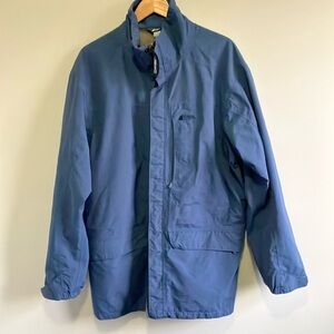MEC Mountain Equipment Co-op men’s goretex jacket size Large blue outdoor